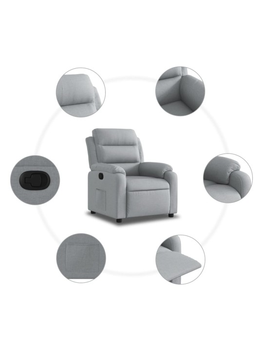 Polohovací křeslo světle šedé textil