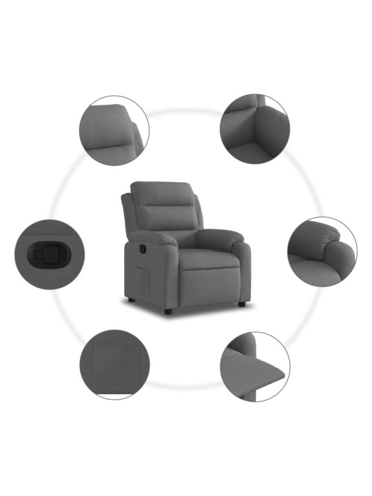 Polohovací křeslo tmavě šedé textil