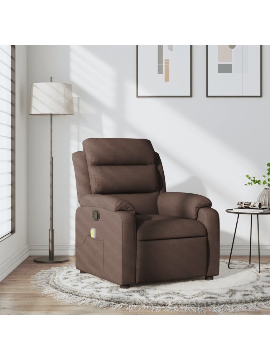 Masážní polohovací křeslo tmavě hnědé textil