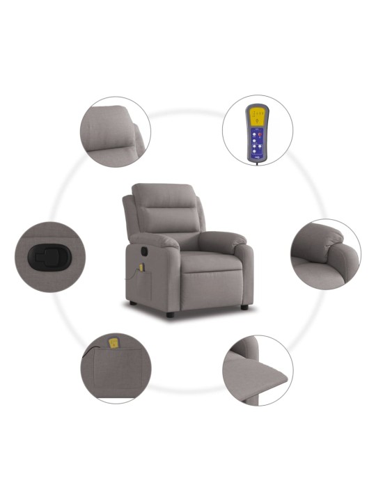 Masážní polohovací křeslo taupe textil