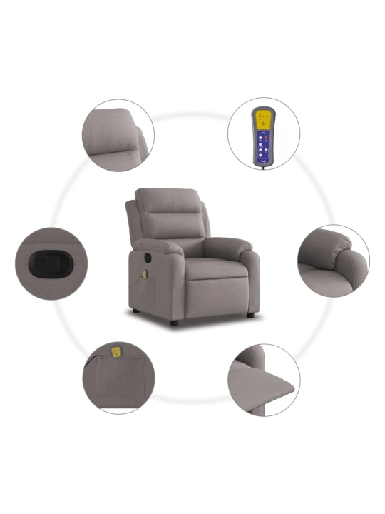 Masážní polohovací křeslo taupe textil