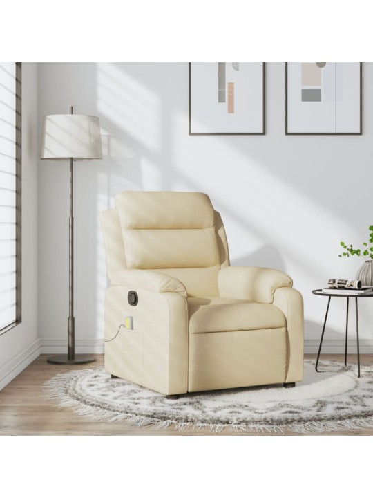 Masážní polohovací křeslo krémové textil