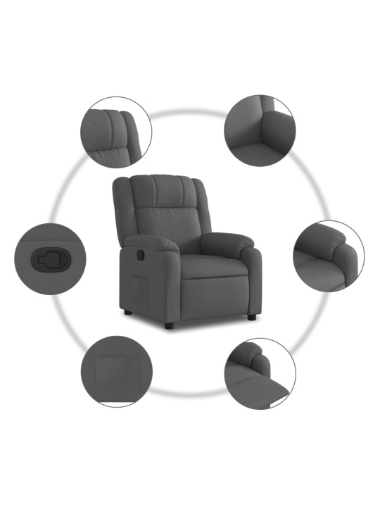 Polohovací křeslo tmavě šedé textil