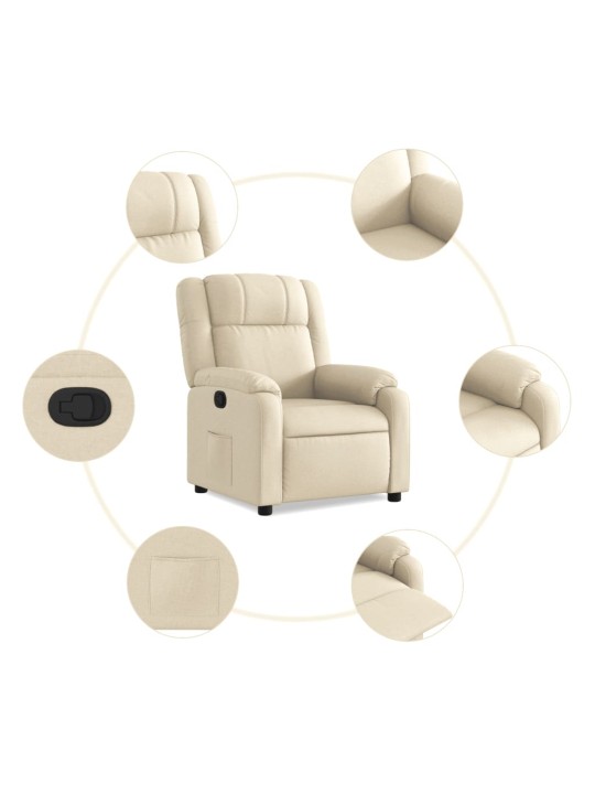 Polohovací křeslo krémové textil