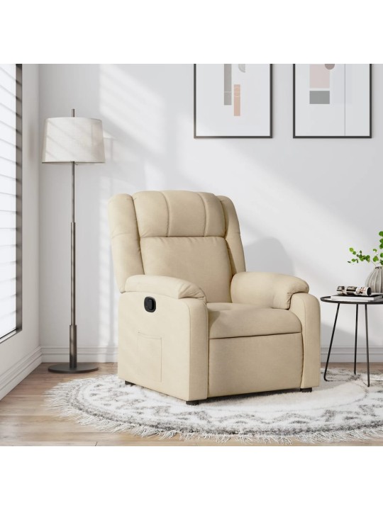 Polohovací křeslo krémové textil
