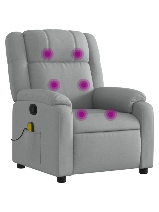 Masážní polohovací křeslo světle šedé textil