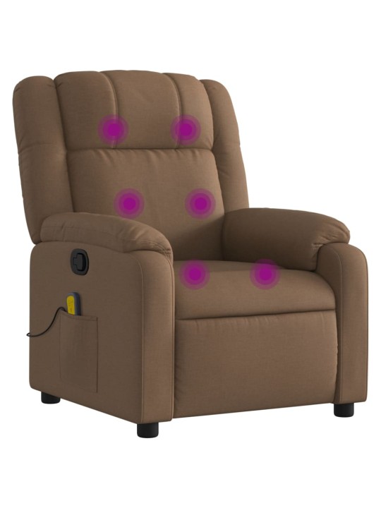 Masážní polohovací křeslo hnědé textil