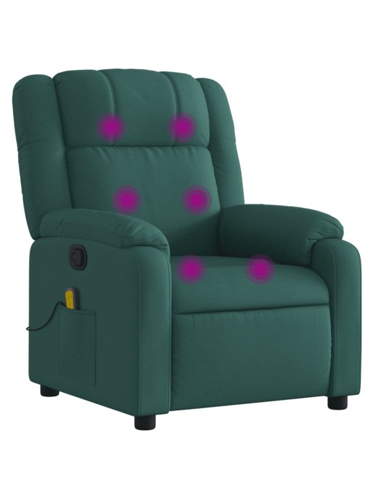 Masážní polohovací křeslo tmavě zelené textil