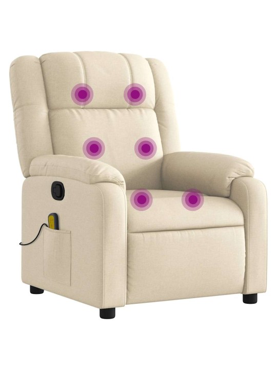 Masážní polohovací křeslo krémové textil