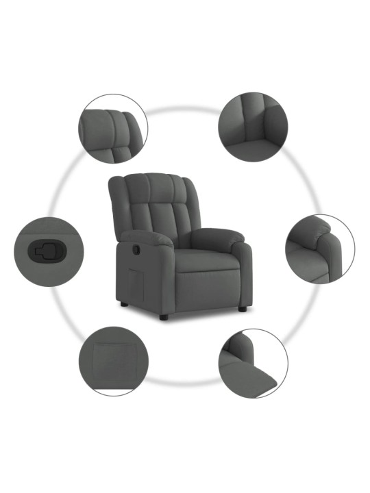 Polohovací křeslo tmavě šedé textil