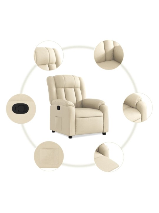 Polohovací křeslo krémové textil