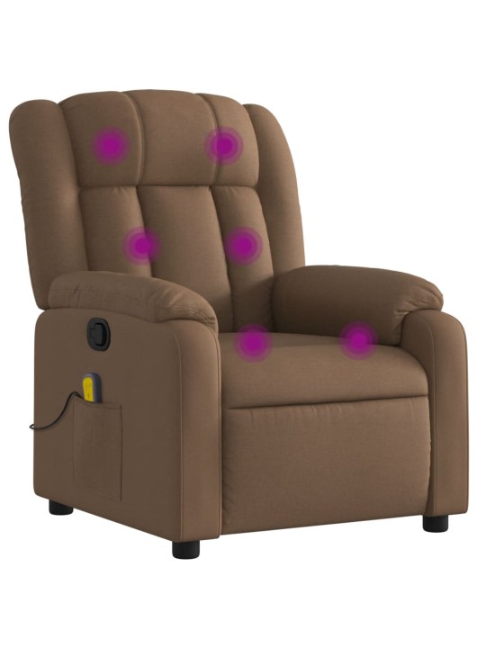 Masážní polohovací křeslo hnědé textil