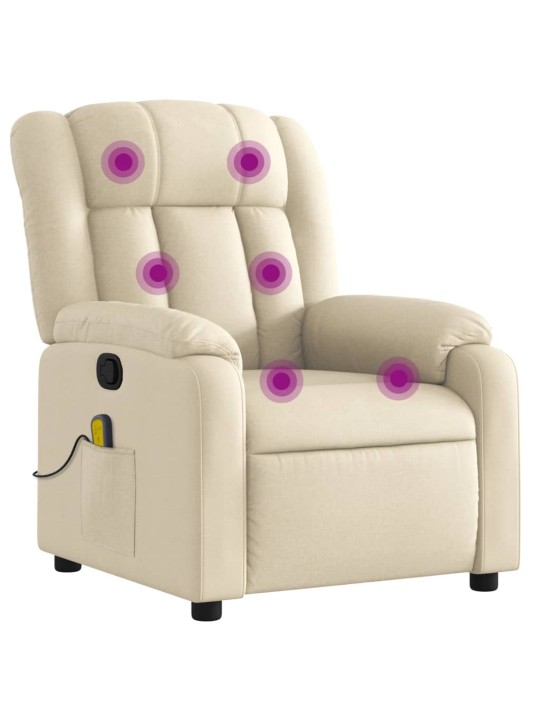 Masážní polohovací křeslo krémové textil