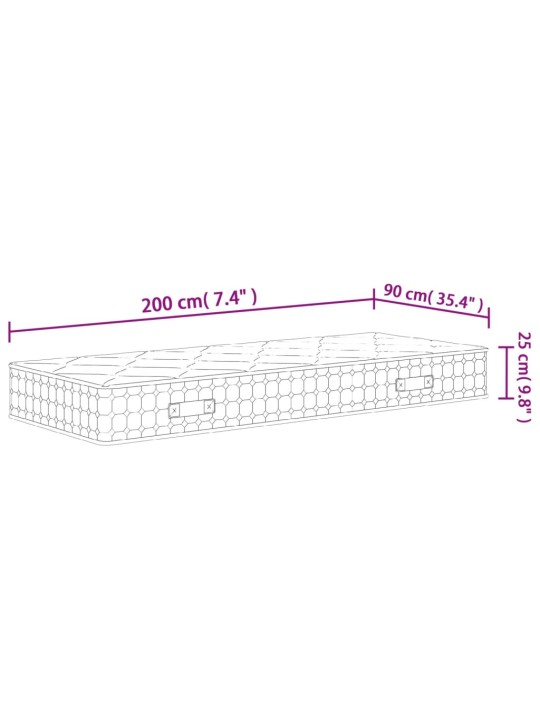 Taštičková pružinová matrace středně tvrdá 90 x 200 cm