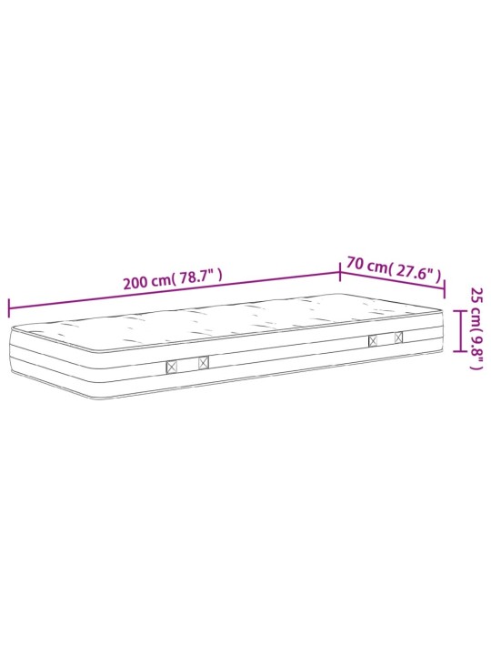 Taštičková pružinová matrace středně tvrdá 70 x 200 cm