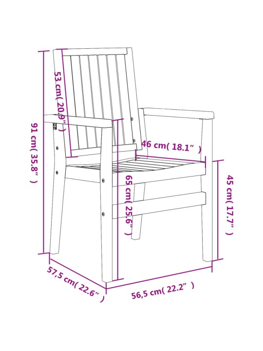Stohovatelné zahradní židle 4 ks 56,5x57,5x91 cm masivní teak