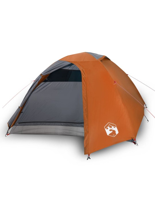 Kempingový stan kopule pro 4 osoby šedý a oranžový nepromokavý