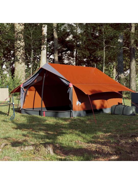 Kempingový stan pro 2 osoby šedý a oranžový nepromokavý