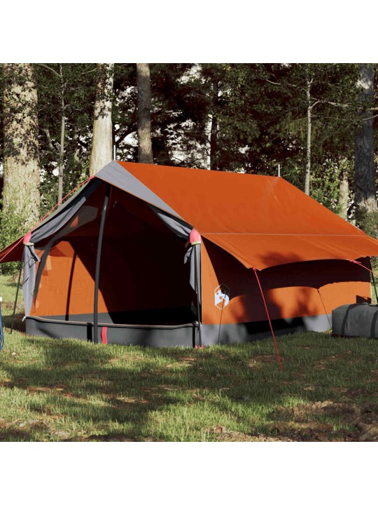 Kempingový stan pro 2 osoby šedý a oranžový nepromokavý