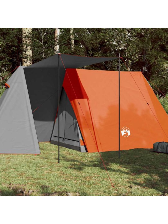 Kempingový stan pro 3 osoby šedý a oranžový nepromokavý