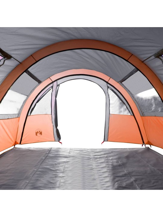 Kempingový stan tunel pro 4 osoby šedý a oranžový nepromokavý