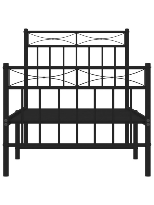 Kovový rám postele s hlavovým a nožním čelem černý 80 x 200 cm
