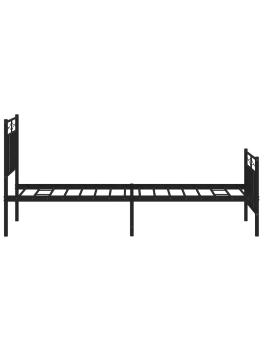 Kovový rám postele s hlavovým a nožním čelem černý 80 x 200 cm