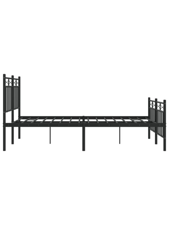 Kovový rám postele s hlavovým a nožním čelem černý 120 x 200 cm