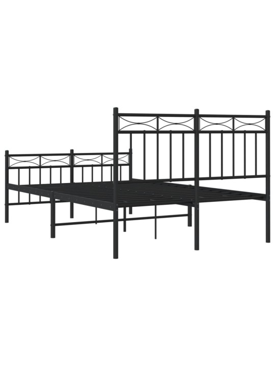 Kovový rám postele s hlavovým a nožním čelem černý 120 x 200 cm