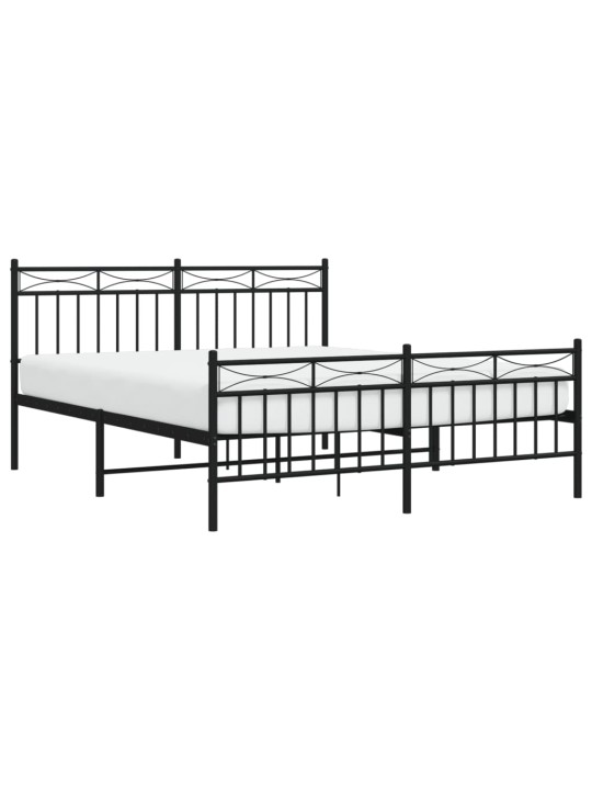 Kovový rám postele bez matrace s nožním čelem černý 160x200 cm