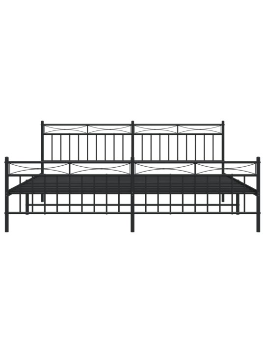Kovový rám postele s hlavovým a nožním čelem černý 200 x 200 cm