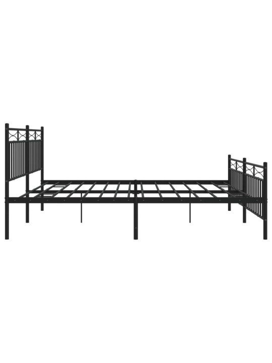 Kovový rám postele s hlavovým a nožním čelem černý 200 x 200 cm