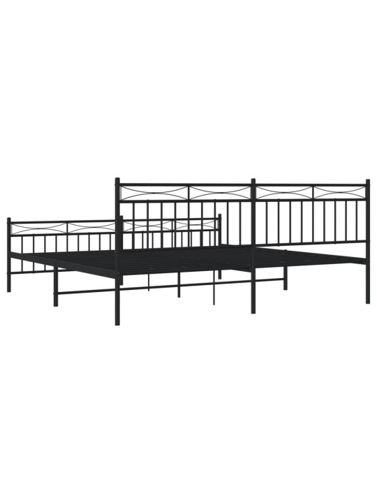 Kovový rám postele s hlavovým a nožním čelem černý 200 x 200 cm