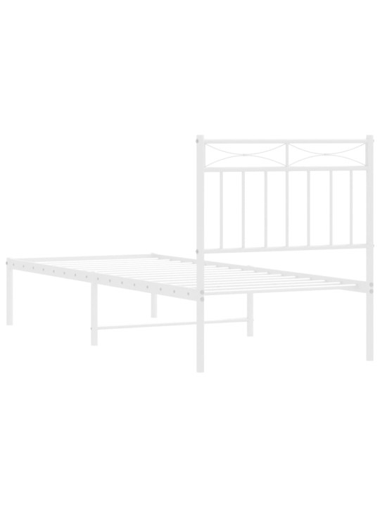 Kovový rám postele bez matrace s čelem bílý 75 x 190 cm