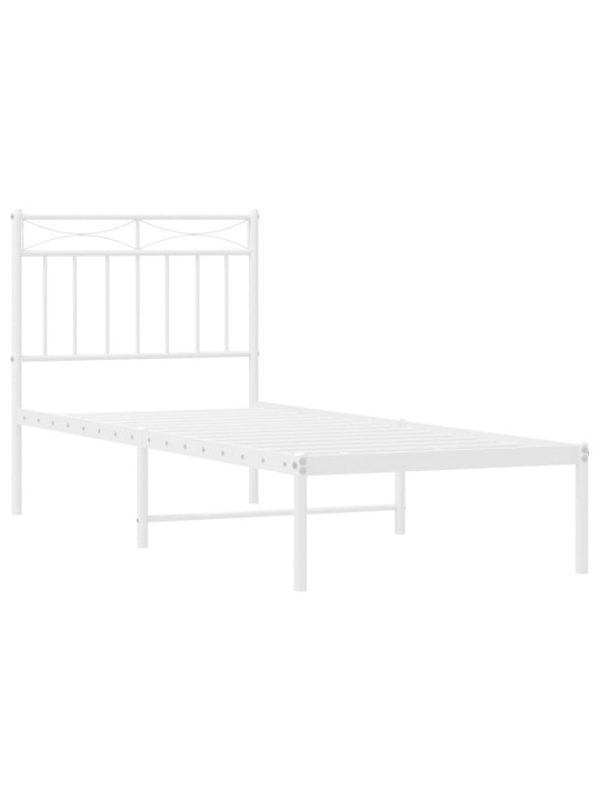 Kovový rám postele s čelem bílý 80 x 200 cm