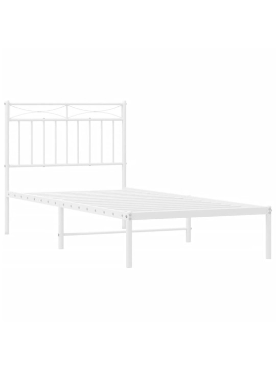 Kovový rám postele s čelem bílý 90 x 200 cm