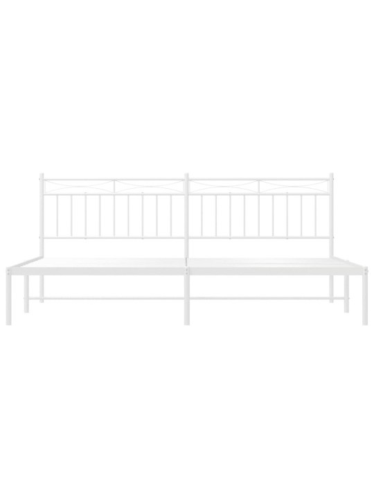 Kovový rám postele s čelem bílý 200 x 200 cm