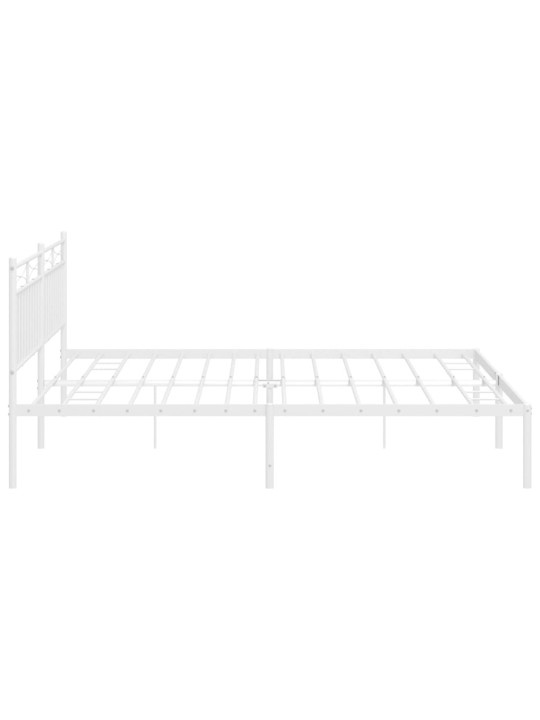 Kovový rám postele s čelem bílý 200 x 200 cm