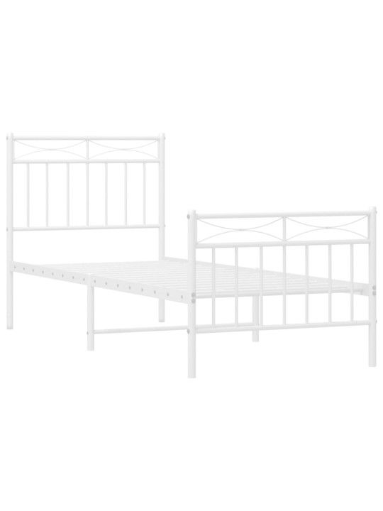 Kovový rám postele s hlavovým a nožním čelem bílý 80 x 200 cm