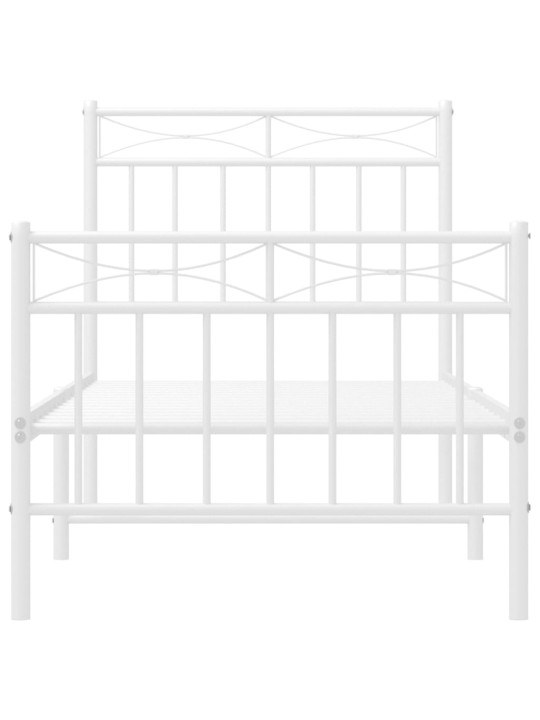Kovový rám postele s hlavovým a nožním čelem bílý 80 x 200 cm
