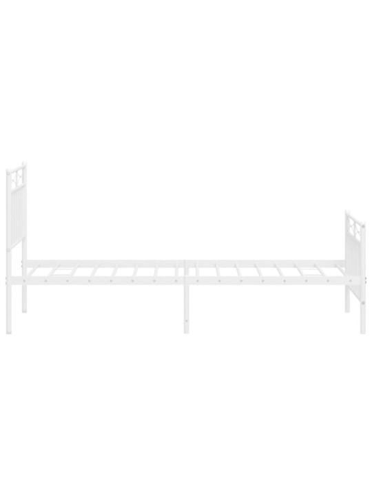 Kovový rám postele s hlavovým a nožním čelem bílý 80 x 200 cm
