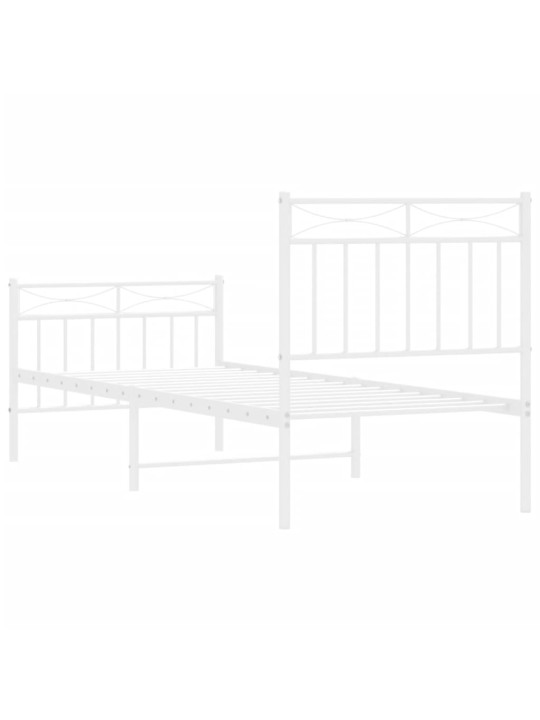 Kovový rám postele s hlavovým a nožním čelem bílý 80 x 200 cm