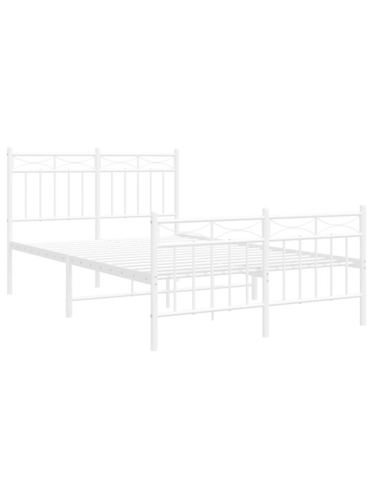 Kovový rám postele s hlavovým a nožním čelem bílý 120 x 200 cm