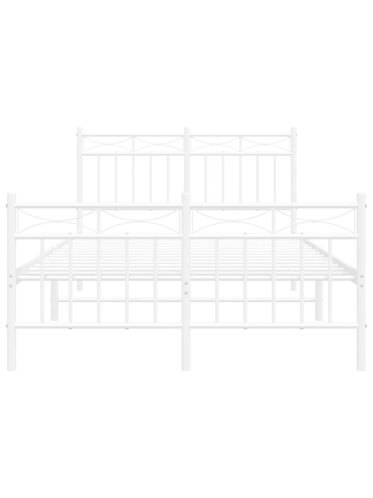 Kovový rám postele s hlavovým a nožním čelem bílý 120 x 200 cm