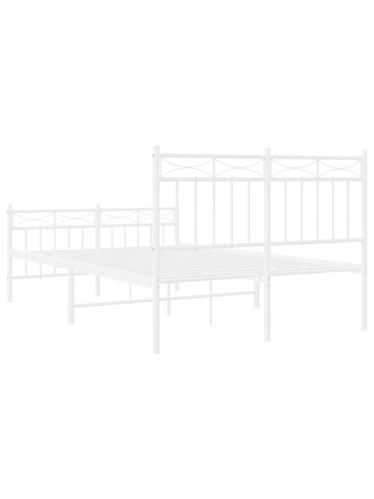 Kovový rám postele s hlavovým a nožním čelem bílý 120 x 200 cm