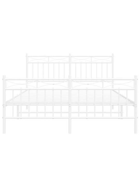 Kovový rám postele s hlavovým a nožním čelem bílý 140 x 200 cm