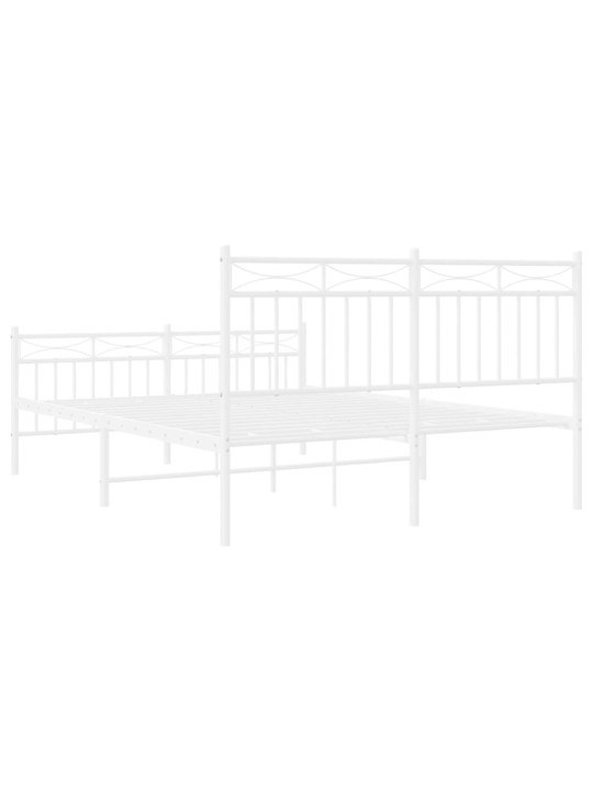 Kovový rám postele s hlavovým a nožním čelem bílý 140 x 200 cm