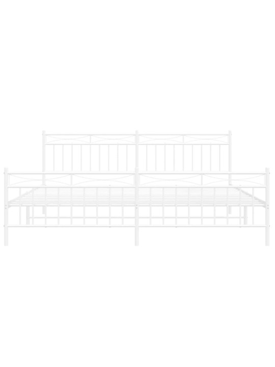 Kovový rám postele s hlavovým a nožním čelem bílý 200 x 200 cm