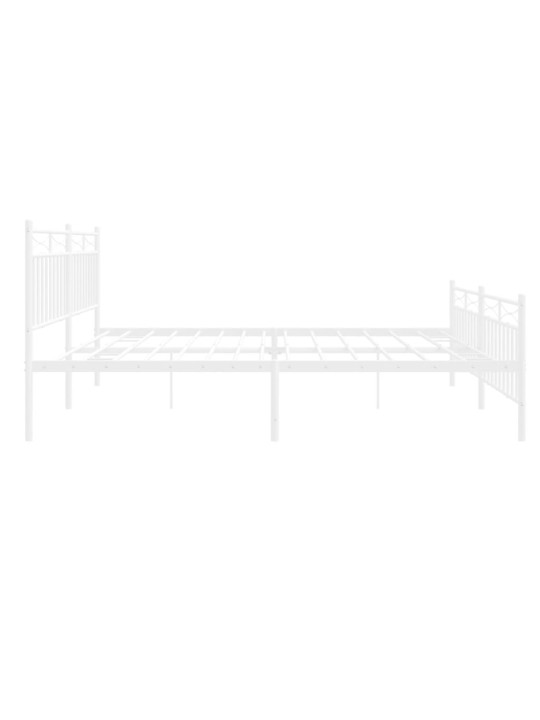 Kovový rám postele s hlavovým a nožním čelem bílý 200 x 200 cm