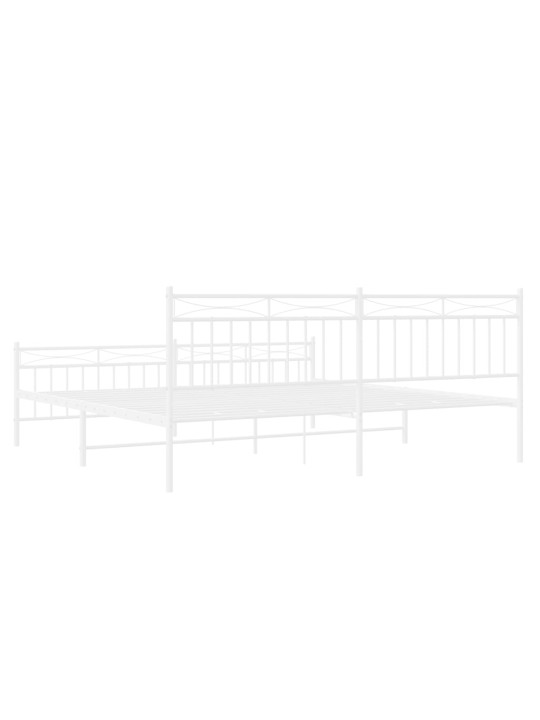 Kovový rám postele s hlavovým a nožním čelem bílý 200 x 200 cm